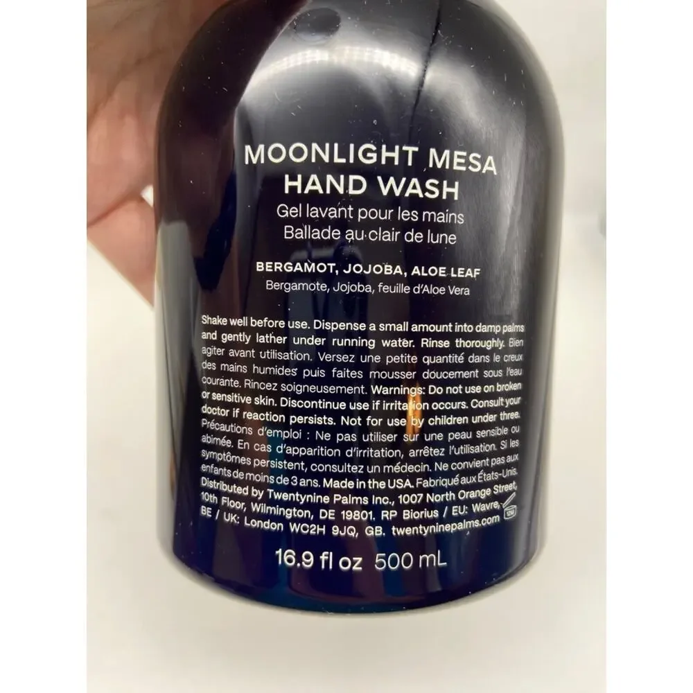 Twentynine Palms Moonlight Mesa Hand Wash 16.9‎ fl oz Aloe Bergamot Jojoba NEW